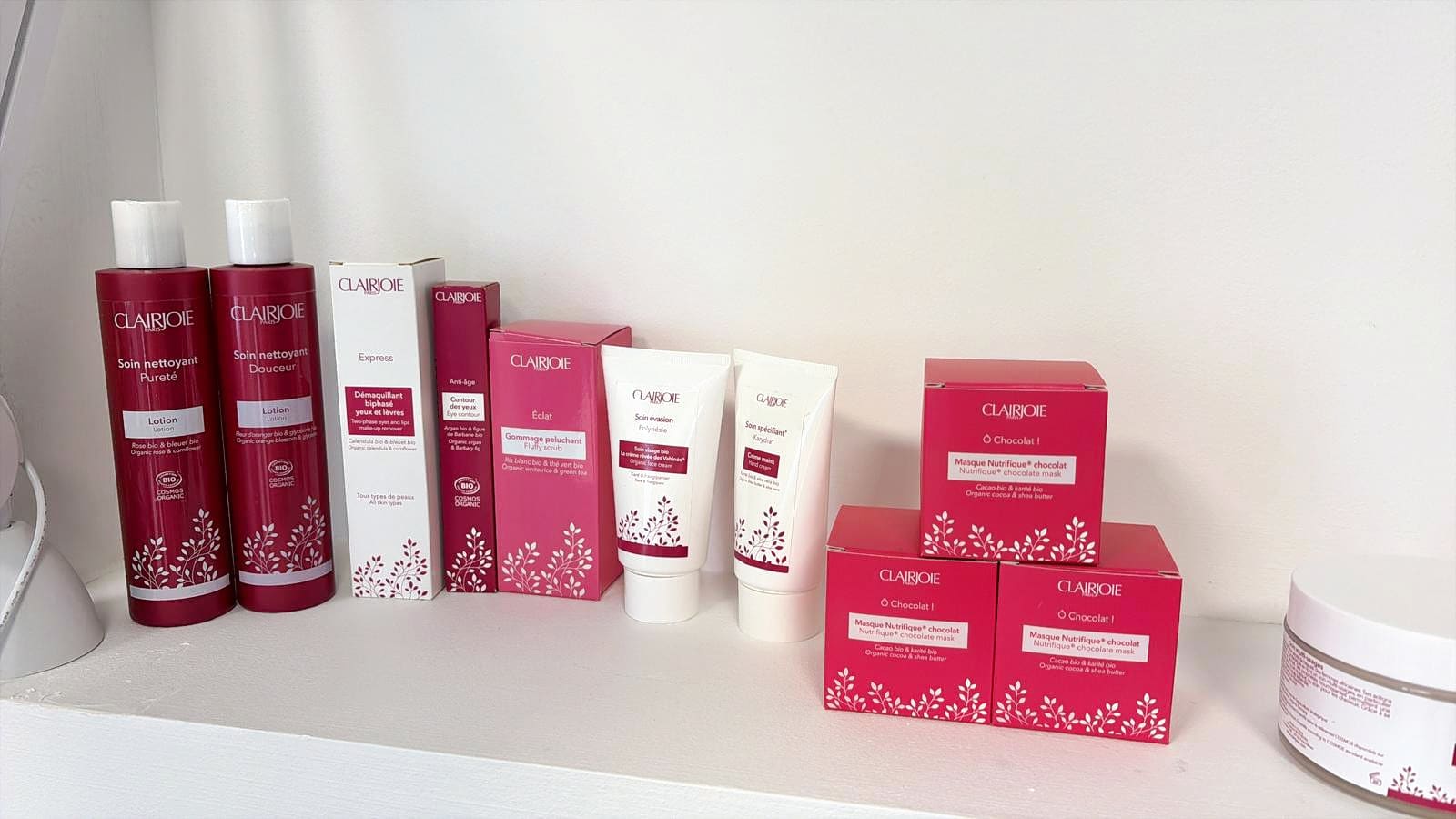 Produits de soin bio Clairjoie Paris utilisés à l’institut